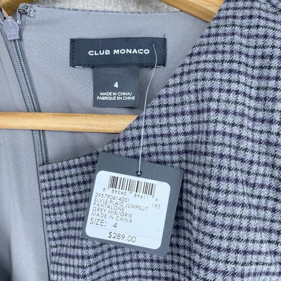 Club Monaco Jumpsuit Plaid Wide Leg Belted Sleeveless Tapered Cropped - Picture 8 of 16